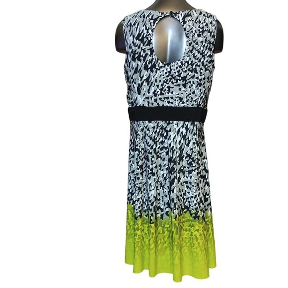 EMMA & MICHELE Womens XL Black White Yellow Sleeveless Summer Back Cutout Dress - Picture 2 of 4